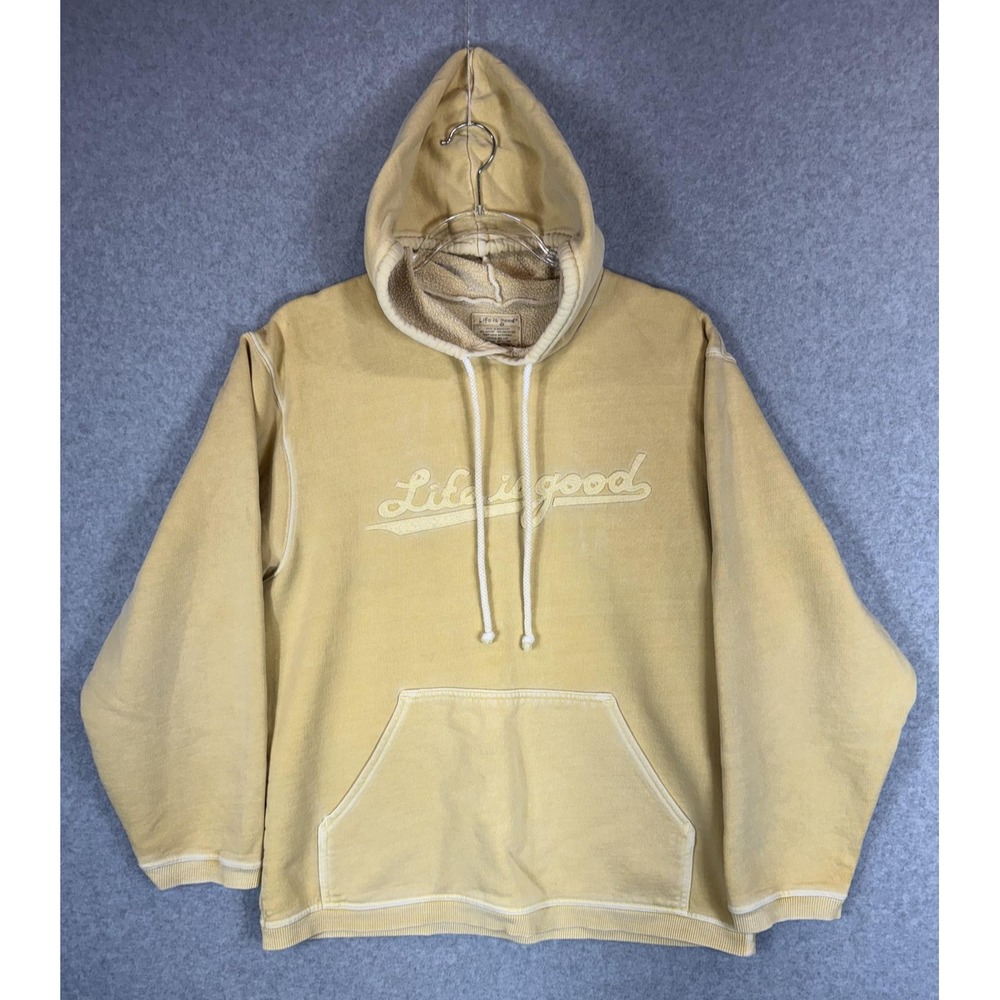 Life Is Good Hoodie Womens Small Embroidered Pullover Kangaroo Pocket Casual Swe